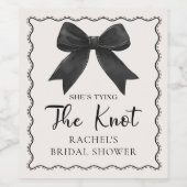 Étiquette Pour Bouteilles De Vin Elle Noue le Nœud Réception de Mariée Ruban Noir (Étiquettes simples)