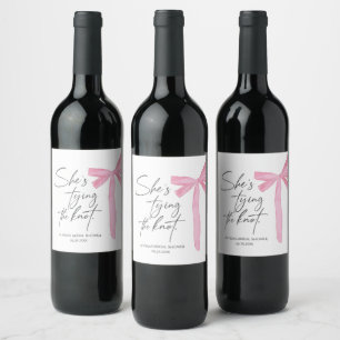 Étiquette Pour Bouteilles De Vin Elle Noue Le Nœud Rose Bow Bridal Shower
