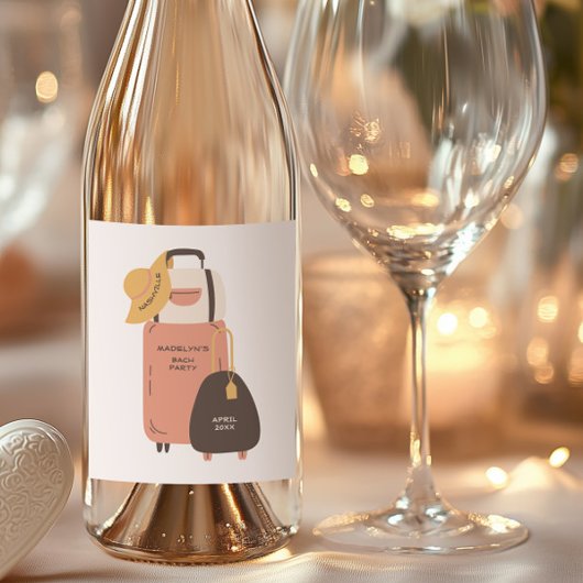 Étiquette Pour Bouteilles De Vin Emballez vos sacs Bagages Destination Bachelorette
