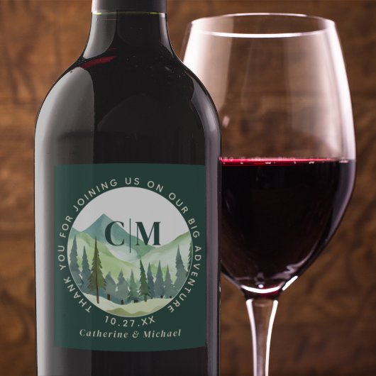 Étiquette Pour Bouteilles De Vin Emerald Greenery Mountain Pine Rustic Mariage