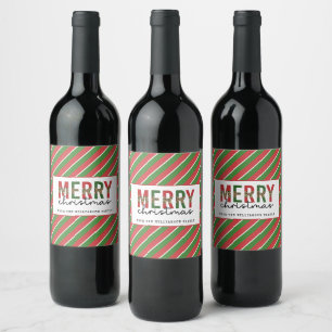 Étiquette Pour Bouteilles De Vin Empreinte de léopard de Noël moderne Red Green Str