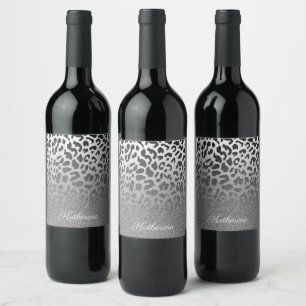 Étiquette Pour Bouteilles De Vin Empreinte de léopard de parties scintillantes