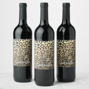 Étiquette Pour Bouteilles De Vin Empreinte de léopard Parties scintillant d'or