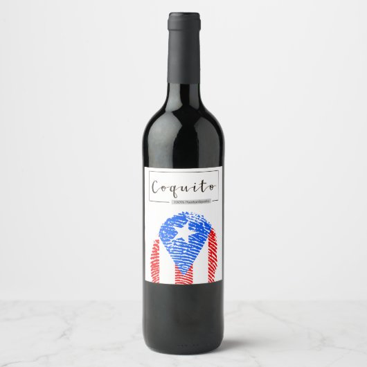 Étiquette Pour Bouteilles De Vin Empreinte digitale Coquito Boricua (Devant)
