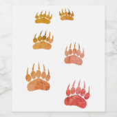 Étiquette Pour Bouteilles De Vin Empreintes de pattes de l'ours aquarelle (Étiquettes simples)