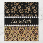 Étiquette Pour Bouteilles De Vin Empreintes de pattes Leopard Spot Rhinestone IMPRI (Étiquettes simples)