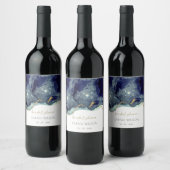 Étiquette Pour Bouteilles De Vin Encre Abstraite Fluide Or Nuit Pailletée Mariage (Bouteilles)