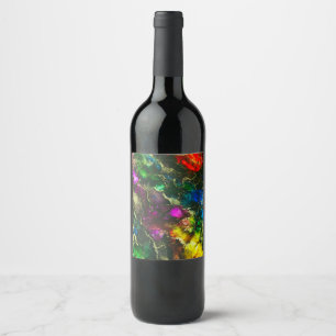 Étiquette Pour Bouteilles De Vin Encre d'alcool psychédélique Peinture Abstraite