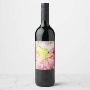 Étiquette Pour Bouteilles De Vin Encre d'alcool rose Fleur Abstraite