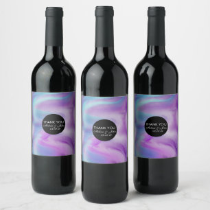 Étiquette Pour Bouteilles De Vin Encre Liquide Colorée Tourbillon De Marbre Violet