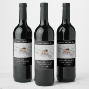 Étiquette Pour Bouteilles De Vin Enregistrer La Date Gay Il A Dit Oui Photo Personn