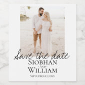 Étiquette Pour Bouteilles De Vin Enregistrer la date manuscrite photo personnalisée (Étiquettes simples)