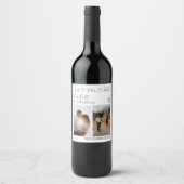 Étiquette Pour Bouteilles De Vin Enregistrer notre date Coeur manuscrit photo perso (Devant)