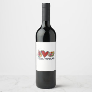Étiquette Pour Bouteilles De Vin Enseignant Art Paix Love Lecture
