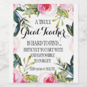 Étiquette Pour Bouteilles De Vin Enseignant cadeau spécial vin d'appréciation pour  (Étiquettes simples)