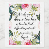 Étiquette Pour Bouteilles De Vin Enseignant de danse Merci Wains pour enseignant de (Étiquettes simples)