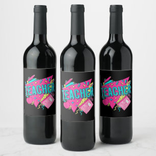 Étiquette Pour Bouteilles De Vin Enseignant Rétro Années 90 Couleur Enseignant Rent