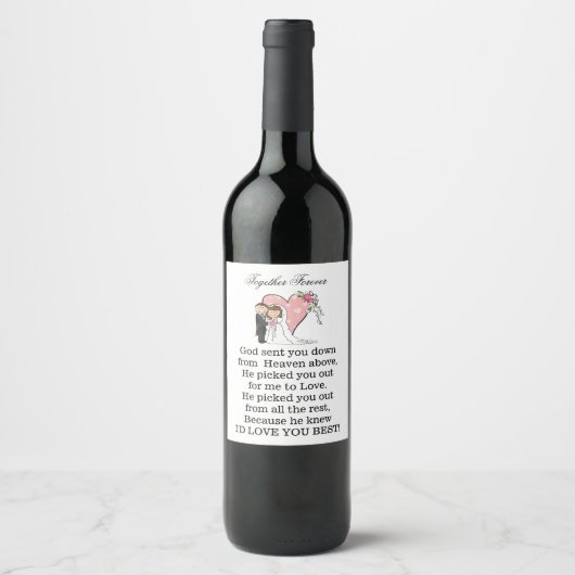 Étiquette Pour Bouteilles De Vin Ensemble pour toujours (Devant)