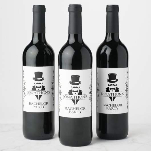 Étiquette Pour Bouteilles De Vin Enterrement de vie de garçon en smoking (Bouteilles)