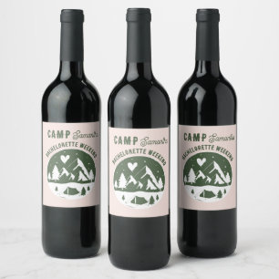 Étiquette Pour Bouteilles De Vin Enterrement de vie de jeune fille Camping Bach Wee