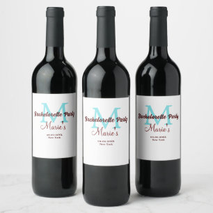 Étiquette Pour Bouteilles De Vin enterrement de vie de jeune fille monogramme ajout