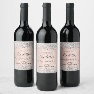 Étiquette Pour Bouteilles De Vin Enterrement de vie de jeune fille rose gold argent