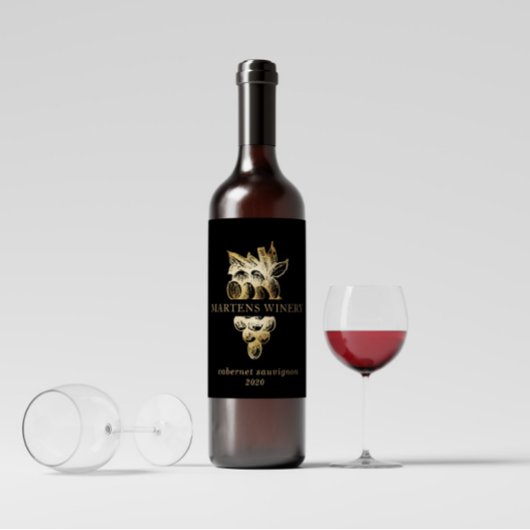 Étiquette Pour Bouteilles De Vin Entreprise vinicole de raisins d'or