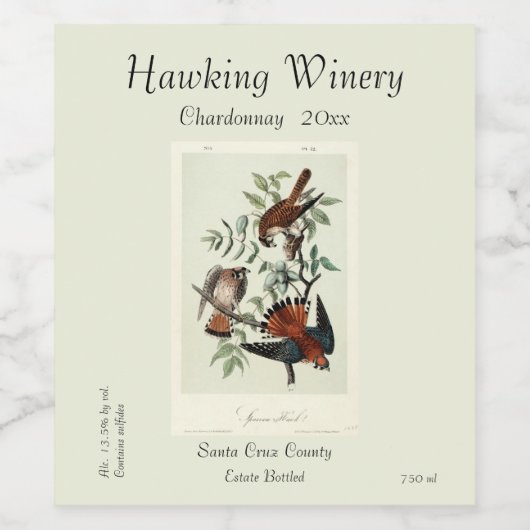 Étiquette Pour Bouteilles De Vin Éperviers (Étiquettes simples)