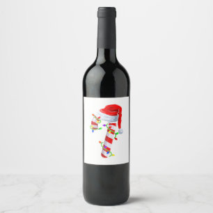 Étiquette Pour Bouteilles De Vin Équipe de bonbons de Noël Éclairages de Noël Famil