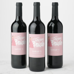 Étiquette Pour Bouteilles De Vin Équipe de la mariée Enterrement de vie de jeune fi