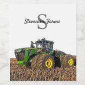 Étiquette Pour Bouteilles De Vin Équipement de labour de tracteur à monogramme pers (Étiquettes simples)