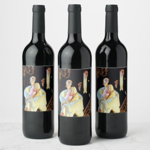 Étiquette Pour Bouteilles De Vin Escalier descendant en couple, 1923 par Leyendecke