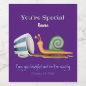 Étiquette Pour Bouteilles De Vin Escargot et tasse rayée (Étiquettes simples)