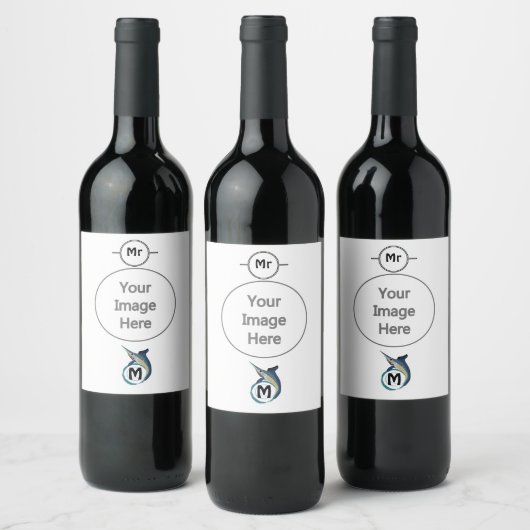 Étiquette Pour Bouteilles De Vin Espadon Sautant Monogramme (Bouteilles)