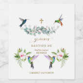 Étiquette Pour Bouteilles De Vin Espagnol Hibiscus rose Fleurs Eucalyptus Bautizo (Étiquettes simples)