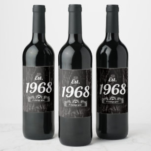 Étiquette Pour Bouteilles De Vin Est. 1968 Année Vintage Étiquette du vin