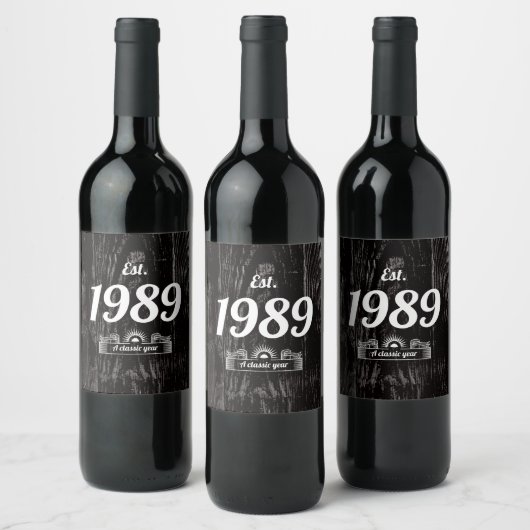 Étiquette Pour Bouteilles De Vin Est. en 1989 Une année classique (Bouteilles)