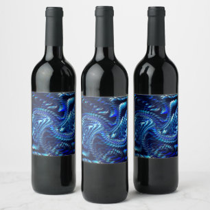 Étiquette Pour Bouteilles De Vin Estrela azul ondulada com trados em ziguezague