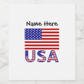 Étiquette Pour Bouteilles De Vin États-Unis Amérique Drapeau Personnalisé (Étiquettes simples)