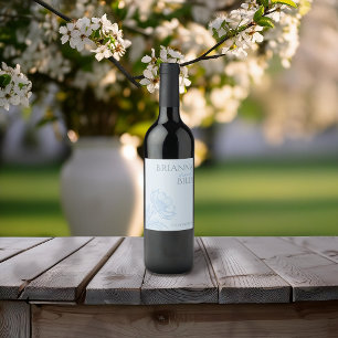 Étiquette Pour Bouteilles De Vin Étiquette à vin bleu floral minimaliste