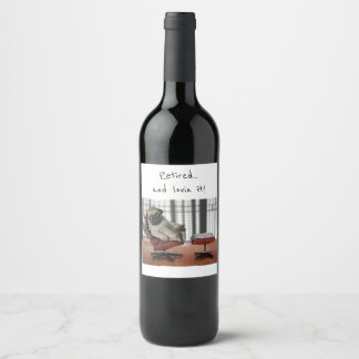 Étiquette Pour Bouteilles De Vin Étiquette à vin de retraite Carlin mignon