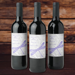 Étiquette Pour Bouteilles De Vin Étiquette à vin Mariage de libellules violettes
