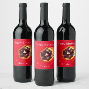 Étiquette Pour Bouteilles De Vin Étiquette à vin Scarlet Red Tulip