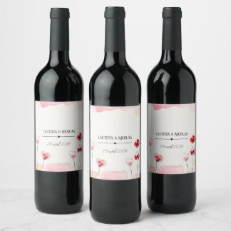 Étiquette Pour Bouteilles De Vin Etiquette "Coquelicots"