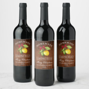 Étiquette Pour Bouteilles De Vin Étiquette de bouteille de Noël en bois Limoncello