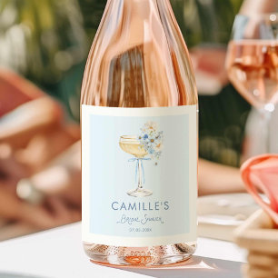 Étiquette Pour Bouteilles De Vin Étiquette de bouteille de vin avec nœud floral ble