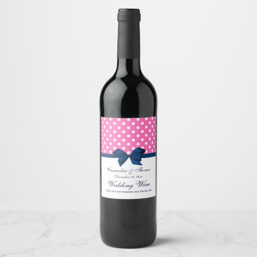 Étiquette Pour Bouteilles De Vin Étiquette de bouteille de vin avec points blancs e (Devant)