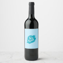 Étiquette de bouteille de vin bleue mignonne