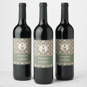 Étiquette Pour Bouteilles De Vin Étiquette de bouteille de vin de mariage Art Déco