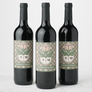 Étiquette Pour Bouteilles De Vin Étiquette de bouteille de vin de mariage Art Nouve